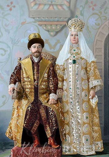 Николай Александрович и Александра Фёдоровна на костюмированном балу. 1903 г.
