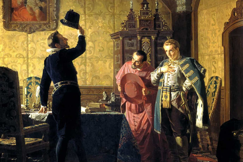 Н. Неврев. Присяга Лжедмитрия польскому королю Сигизмунду III на введение в России католицизма Н. Неврев. Присяга Лжедмитрия польскому королю Сигизмунду III на введение в России католицизма