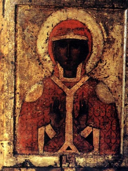 Святая Параскева, почитавшаяся покровительницей свадеб (изображение на обороте Федоровской иконы)